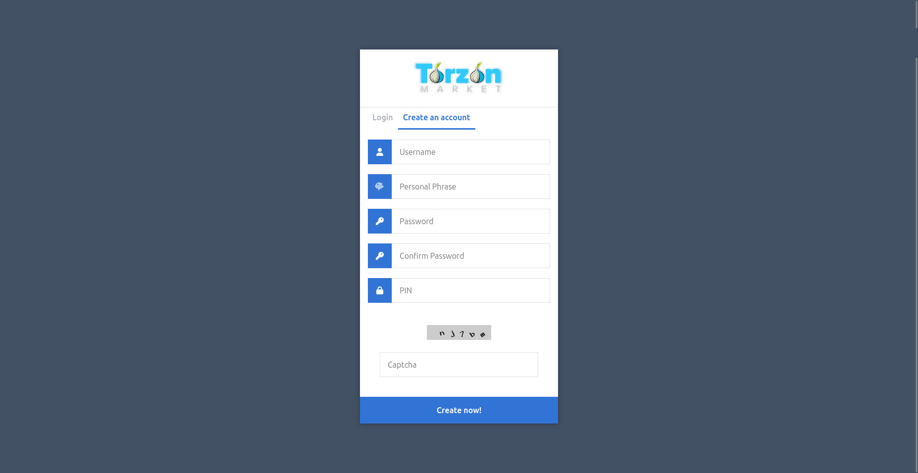 Account Registration Page - torzon-market